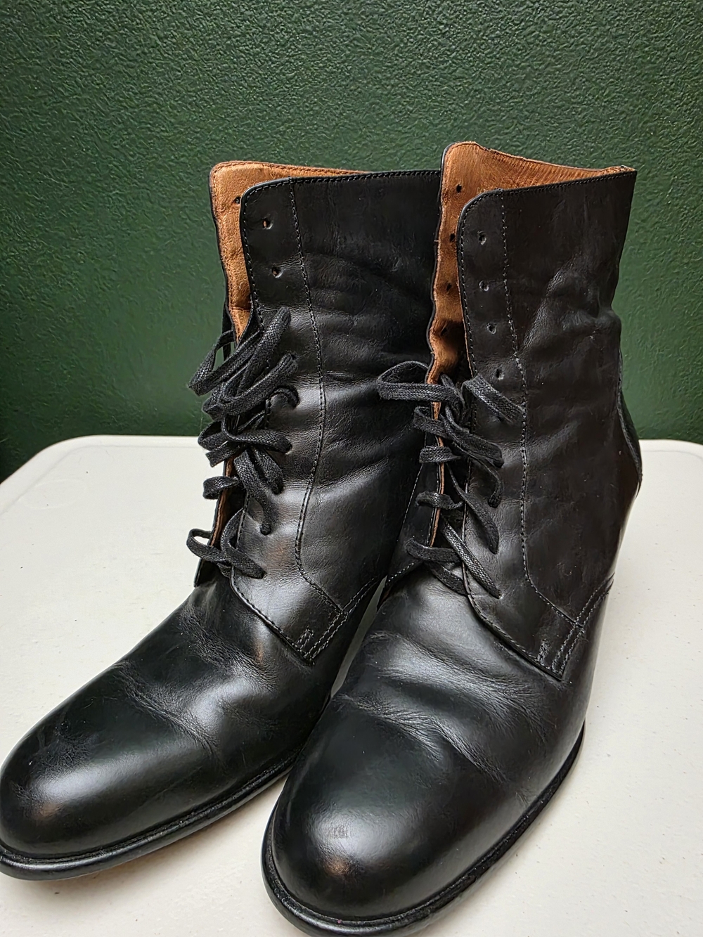 J. Crew Black Leather Lace-Up Boots